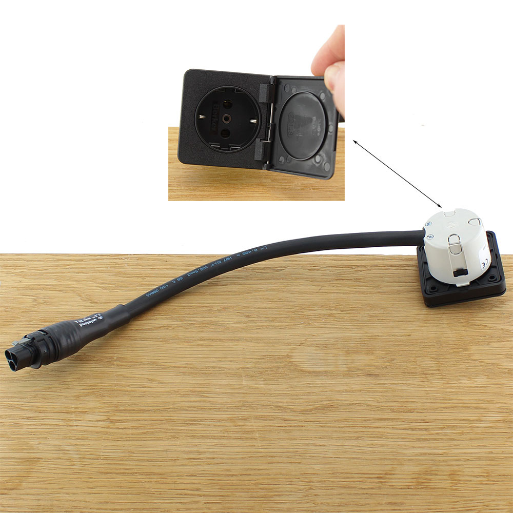 Wandcontactdoos enkelvoudig zwart 16A