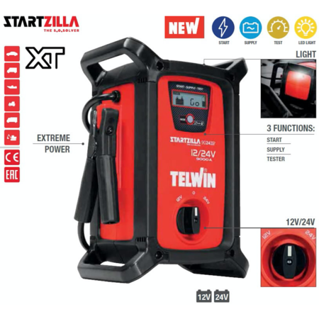 Telwin Booster Startzilla 9024 XT - jumpstarter, voeding en tester