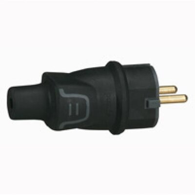 Legrand Geaarde Stekker 2P Rubber IP44 Zwart
