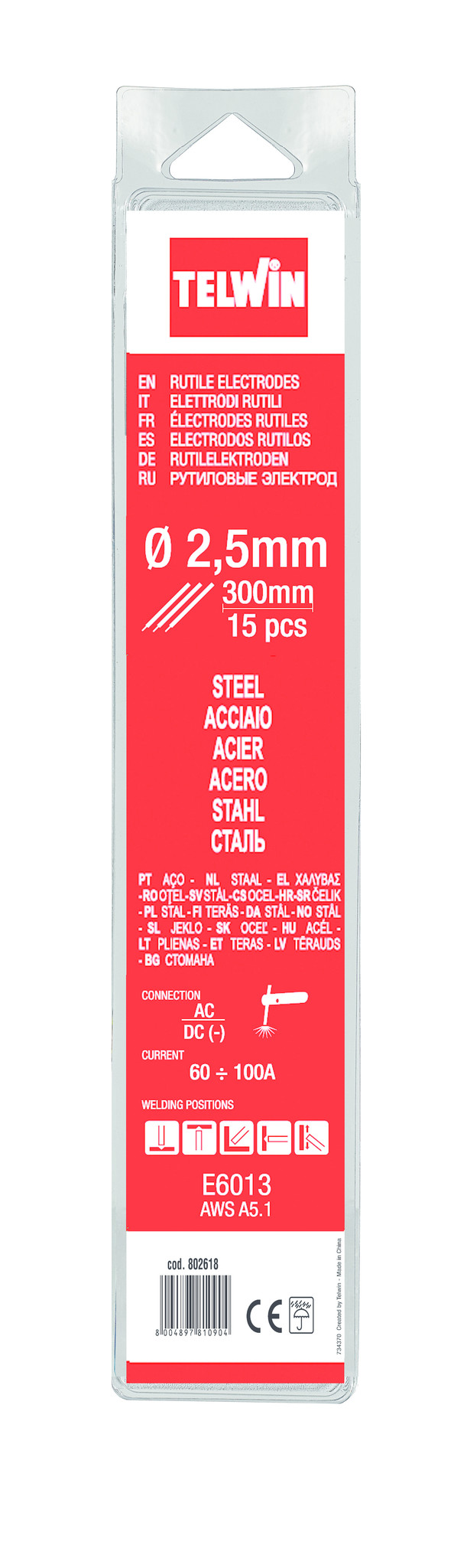 Rutiel Stalen Laselektroden - 2,5 mm - 300 mm - 15 stuks