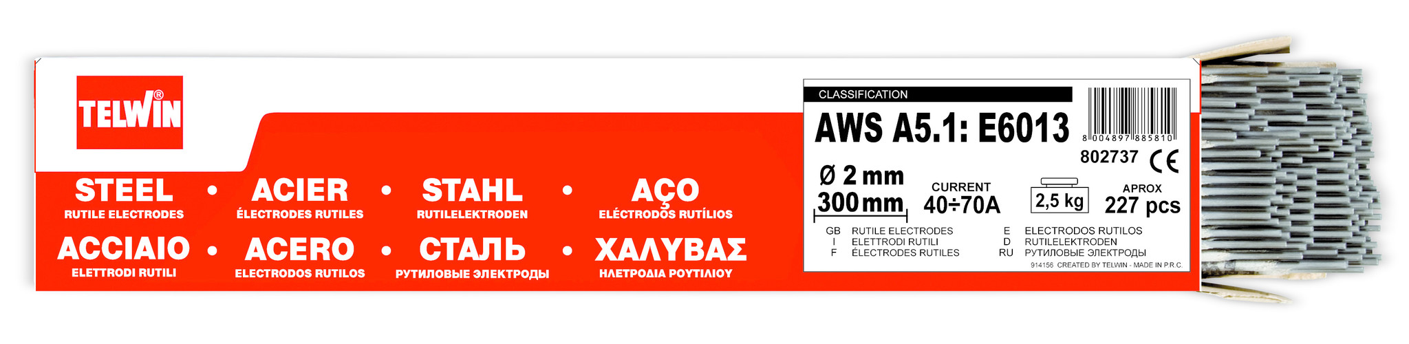 Rutiel Stalen Laselektroden - 2 mm - 300 mm - 2,5 kg - 227 stuks