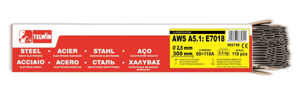 Basische Laselektroden - 2,5 mm - 300 mm - 2,5 kg - 119 stuks