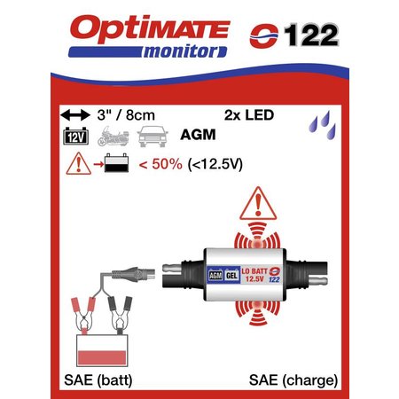 Tecmate SAE spanningsindicator O122 AGM of Gel accu