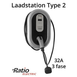 Ratio Home Box Smart 32A 3 fase + 5 meter laadkabel type 2 + KWh meter + Sleutelvergrendeling