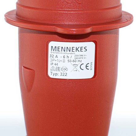 Mennekes CEE Stekker/ Contactstop Type 322 5-polig 32A - Mannelijk 3P+A+N 380V Rood - KST Faseom G3