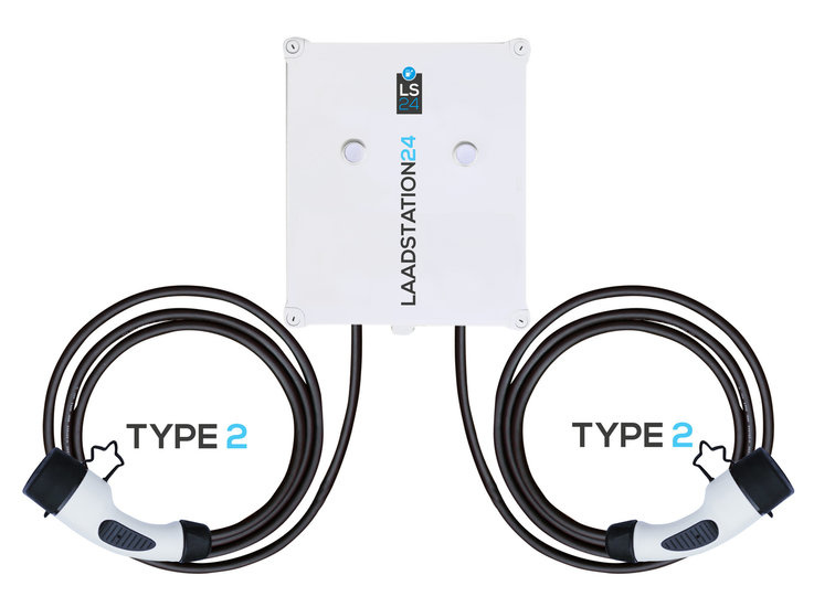 Dubbele Laadpaal 2 x 16A - 1 of 3 fase - Type 2