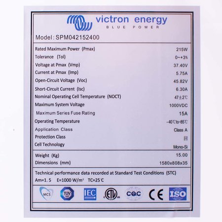 Victron BlueSolar 215Wp mono (1580x808x35mm)