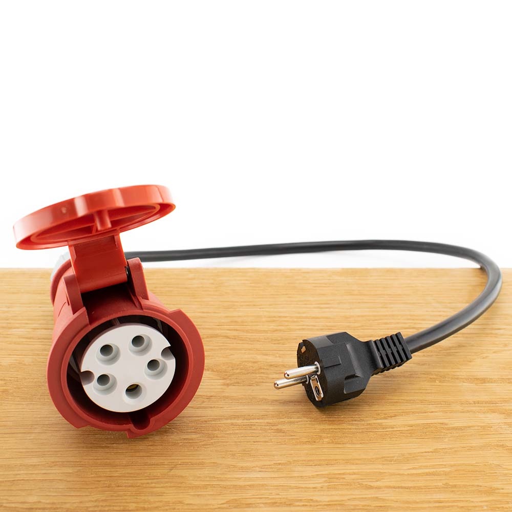 Verloopkabel/ adapter Schuko naar 3 fase 16A