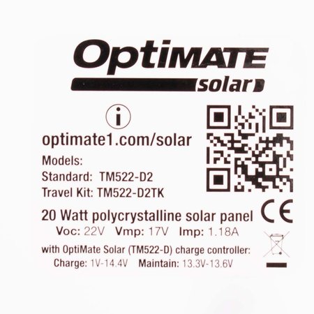 Tecmate Optimate Solar Duo 20W zonnepaneel - Travel Kit