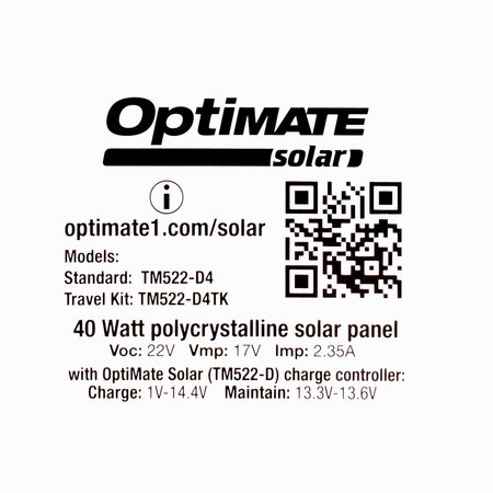 Tecmate Optimate Solar Duo 40W zonnepaneel - Travel Kit