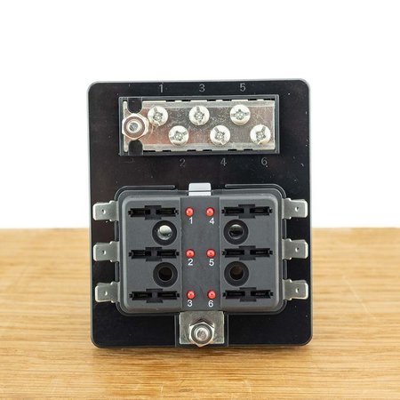 Zekeringdistributie 6 met led signalering + busbar