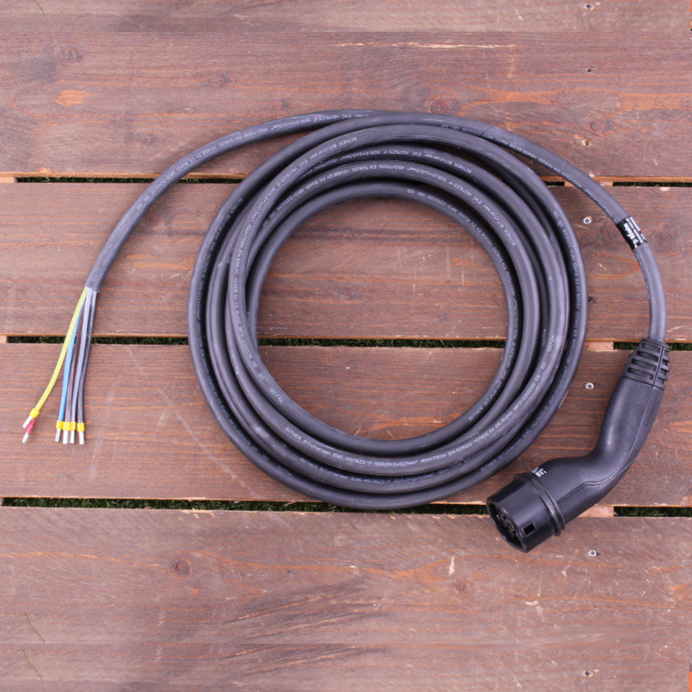 Laadkabel Type 2 naar open einde - 3x32A - 7,5 meter