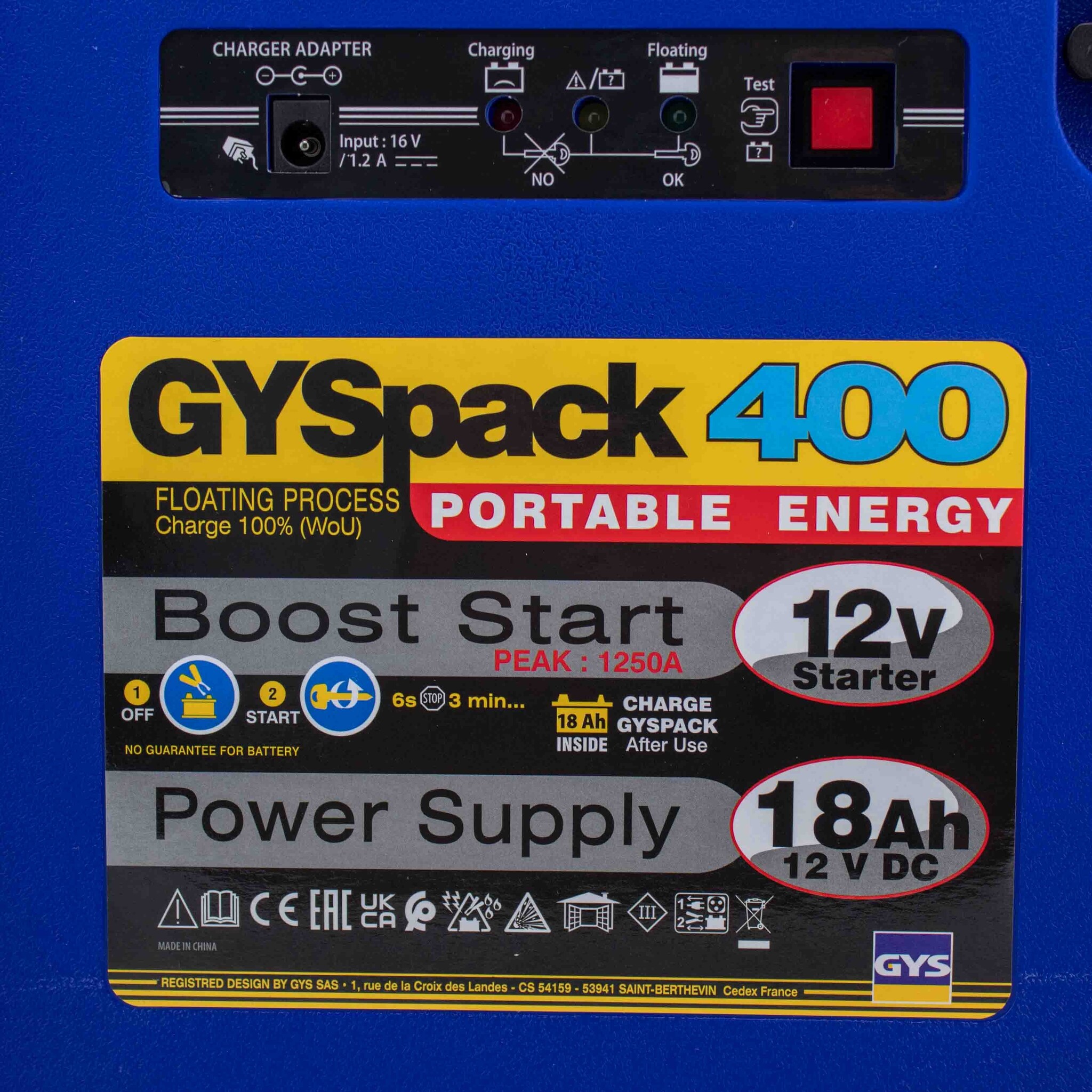 BOOSTER GYS GYSPACK AUTO - 1 X 18Ah - 1250A