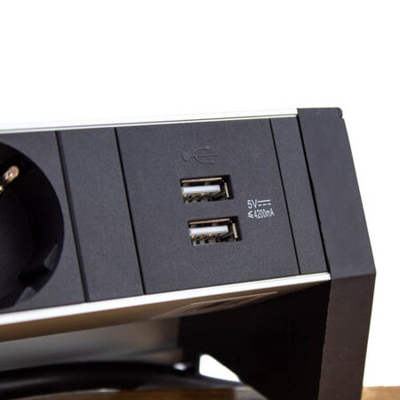Ratio Bureau Stekkerdoos Desk-Top Plus, 3xSchuko + 2xUSB A 4.2A - 0,6m Prolink kabel