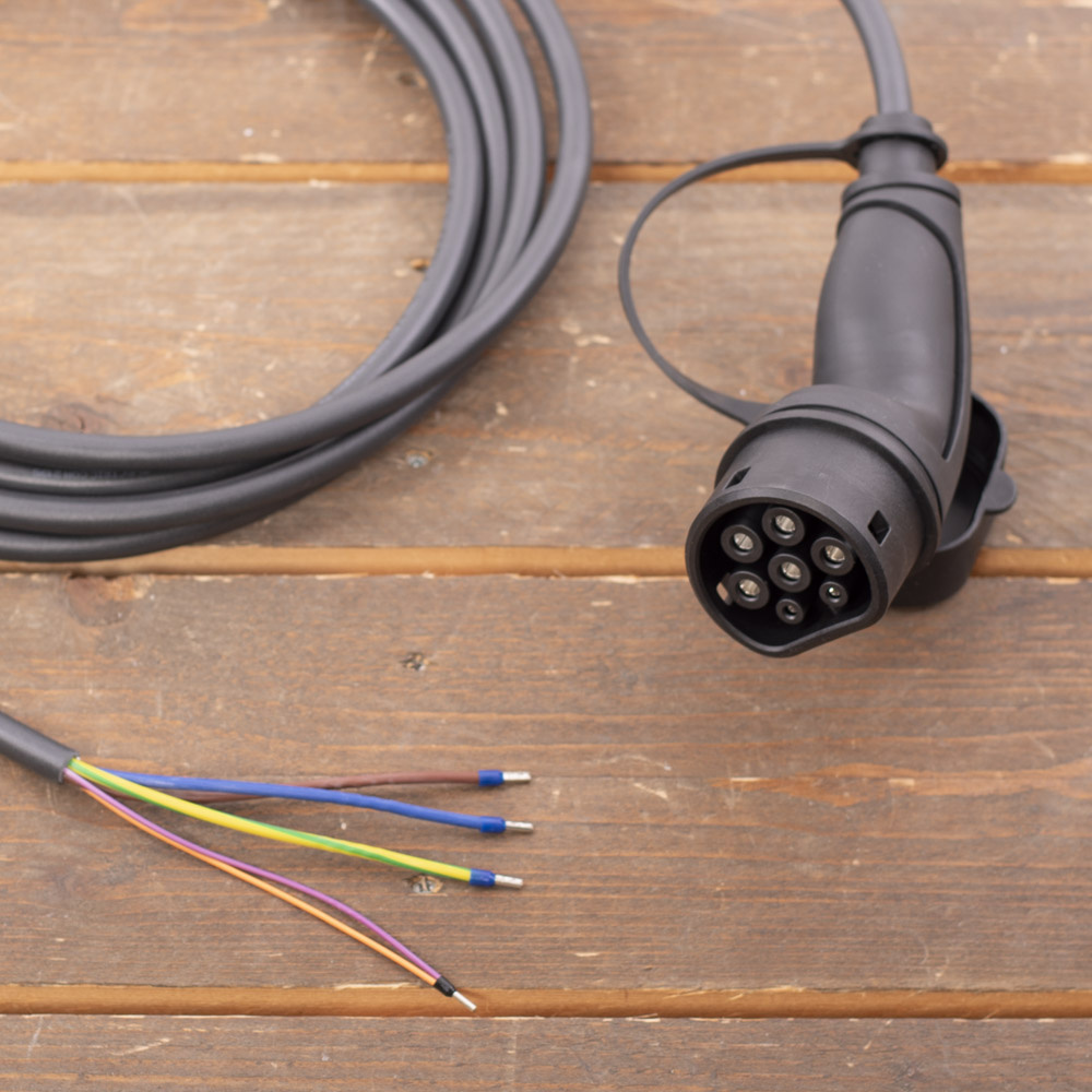 Premium Laadkabel Type 2 naar open einde - 1x16A - 5 meter