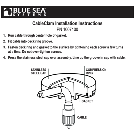 Blue Sea Systems CableClam Kabeldoorvoer Zijkant 1007100 met Roestvrijstalen Kap 25mm