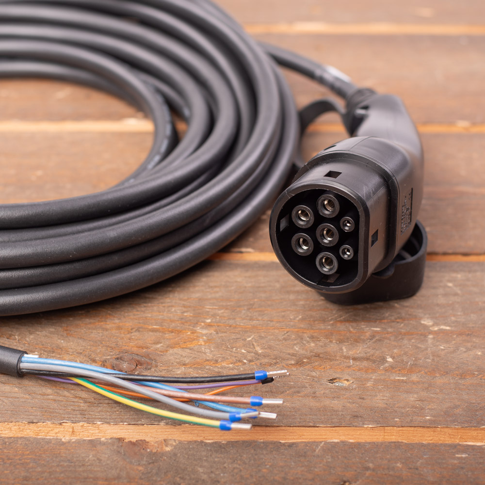 E-Line Laadkabel Type 2 naar open einde - 3x16A - 15 meter