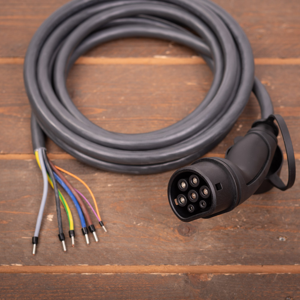 Premium Laadkabel type 2 naar open eind - 3 fase 32A - 5 meter