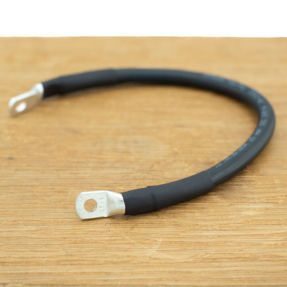 Accukabel verloop 25mm² 30cm M6-M6 Zwart