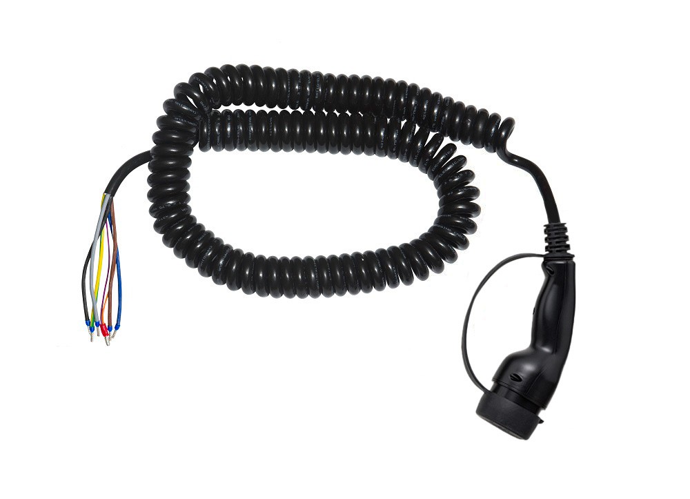 E-Line Laadkabel Type 2 naar open einde - 3x16A - 4 meter - Coiled