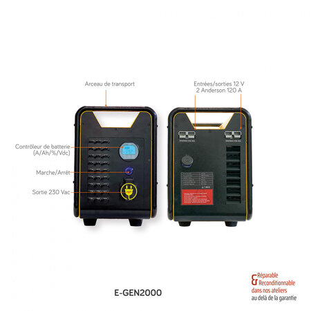 Energie mobile Mobiel Power Station E-GEN 2000W / LiFePO4 1280Wh