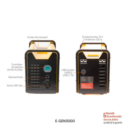 Energie mobile Mobiel Power Station E-GEN 3000W / LiFePO4 1920Wh