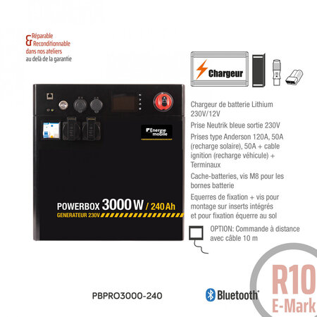 Energie mobile Compleet LiFePO4 Power Station 230V Powerbox Pro 3000-240