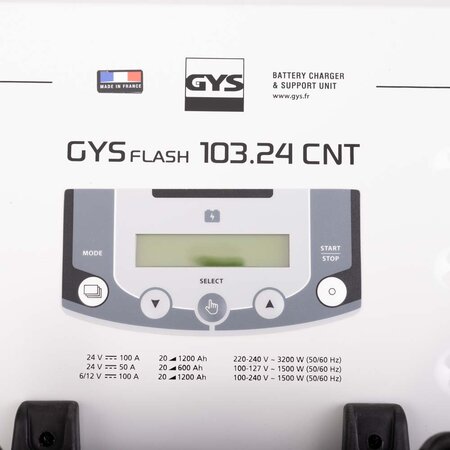 GYS acculader met voeding GYSFLASH 103.24 CNT FV | USB / SMC | 100A | 5M kabels | Muurbevestiging