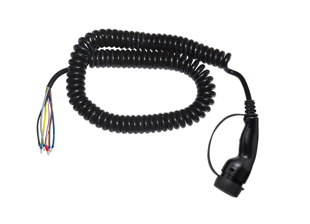 E-Line Laadkabel Type 2 naar open einde - 1x32A - 4 meter - Coiled