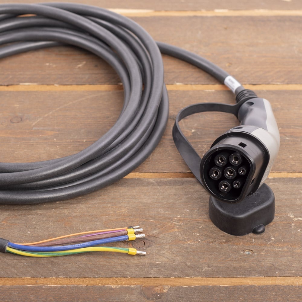 Premium Laadkabel Type 2 naar open einde - 1x16A - 10 meter afbeelding