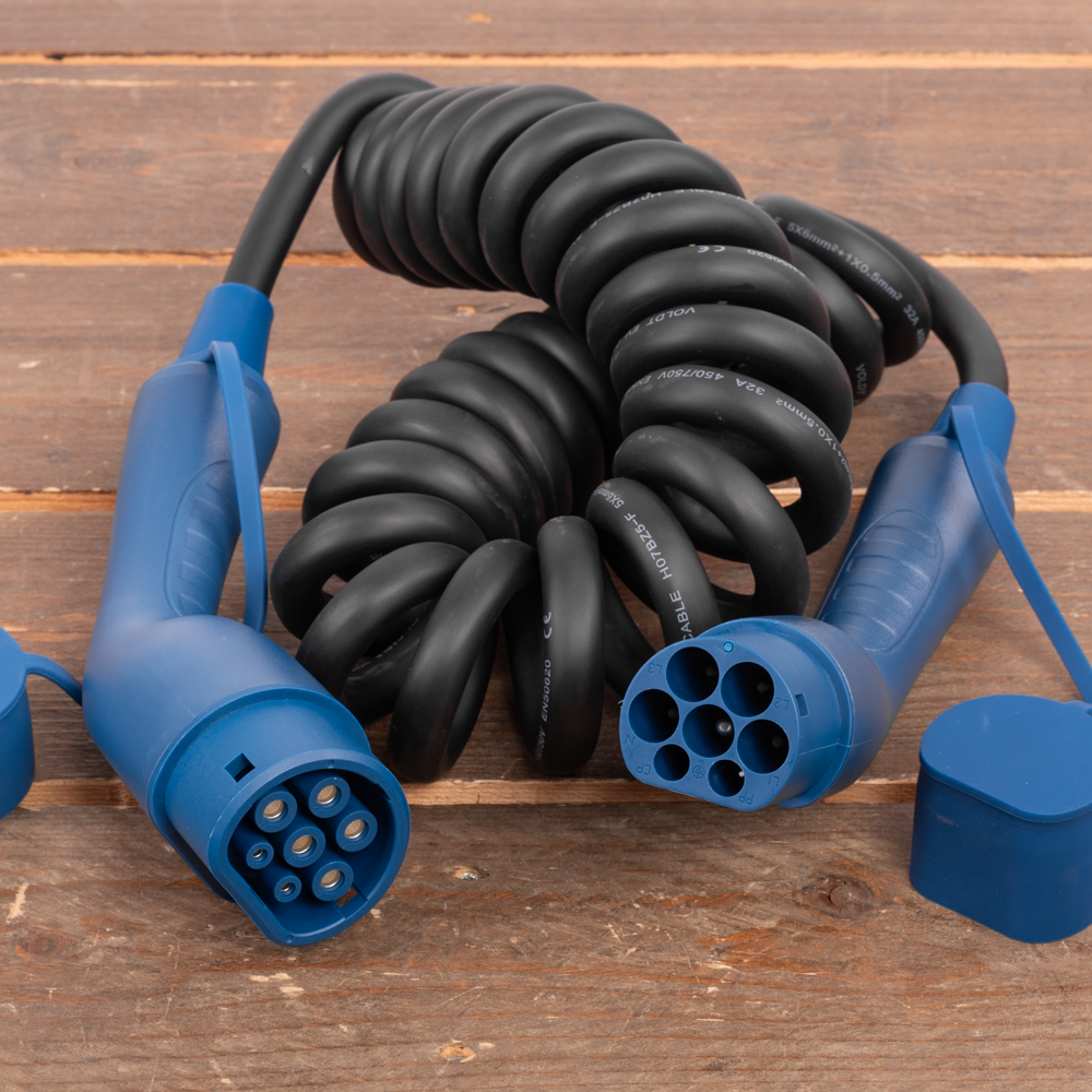 Spiraalkabel (coiled) - 3 fase 32A - 5 meter