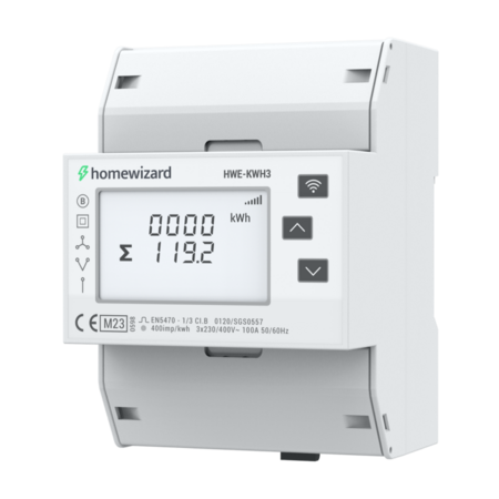 HomeWizard HomeWizard Wi-Fi kWh Meter 3-fase – Slim energieverbruik meten voor zonnepanelen, laadpaal en warmtepomp