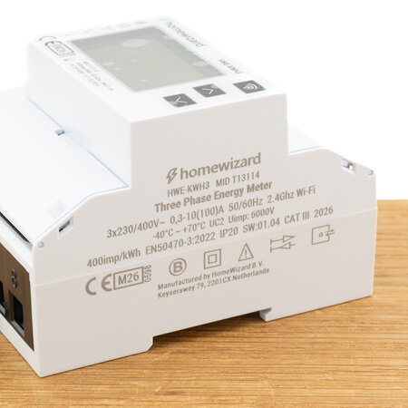 HomeWizard HomeWizard Wi-Fi kWh Meter 3-fase – Slim energieverbruik meten voor zonnepanelen, laadpaal en warmtepomp