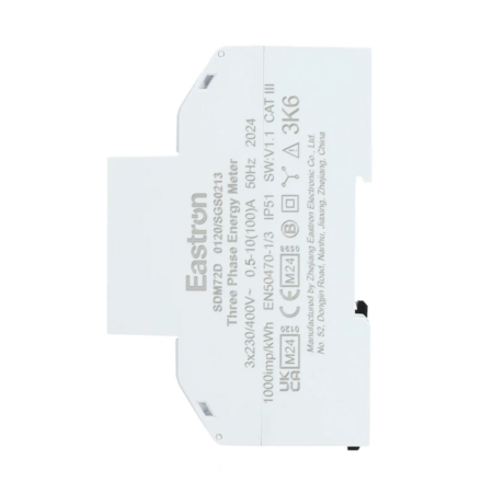 Eastron Eastron SDM72DMID Digitale Energiemeter 3-fase 100A MID Gecertificeerd – DIN-rail 4 modules voor nauwkeurige kWh meting