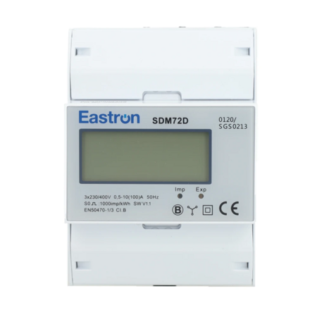 Eastron Eastron SDM72DMID Digitale Energiemeter 3-fase 100A MID Gecertificeerd – DIN-rail 4 modules voor nauwkeurige kWh meting