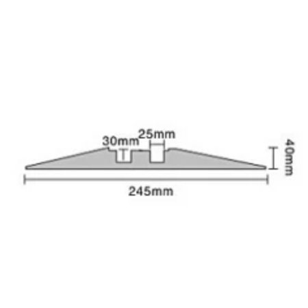 EMhub kabeldrempel 100 cm met scharnierbaar deksel, 2 kabelkanalen Ø25 mm en belastbaarheid tot 30 ton