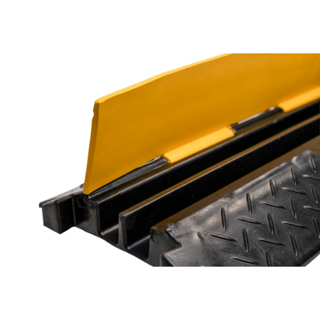 EMhub kabeldrempel 100 cm met scharnierbaar deksel, 2 kabelkanalen Ø25 mm en belastbaarheid tot 30 ton