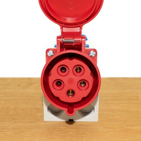 ABL ABL CEE combi wandcontactdoos 16A 5-polig 400V met geïntegreerde 230V Schuko-contactdoos, IP44, voorgemonteerd en intern bedraad