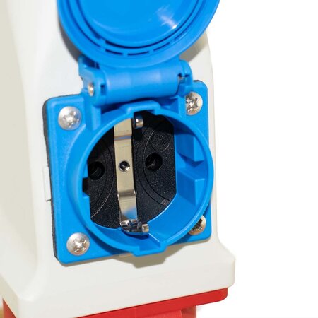 ABL ABL CEE combi wandcontactdoos 16A 5-polig 400V met geïntegreerde 230V Schuko-contactdoos, IP44, voorgemonteerd en intern bedraad