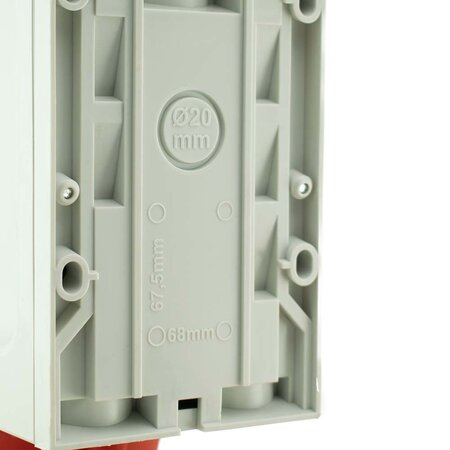 ABL ABL CEE combi wandcontactdoos 16A 5-polig 400V met geïntegreerde 230V Schuko-contactdoos, IP44, voorgemonteerd en intern bedraad