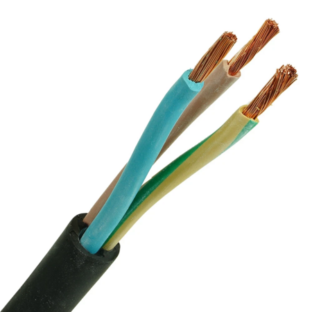 Neopreen kabel H07RN-F 3G1,5 mm² rubberkabel 450/750V zwart per meter