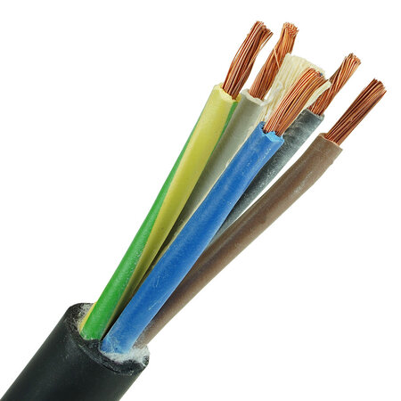 Neopreen kabel H07RN-F 5G6 mm² rubberkabel 230/750V zwart per meter
