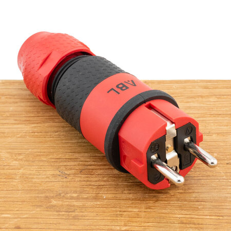 ABL ABL Professional geaarde stekker 16A 250V IP54 rood - SCHUKO (Type F) & Frans/Belgisch (Type E) - 2K Elamid/TPE behuizing