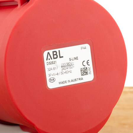 ABL CEE wandcontactdoos opbouw 32A 5-polig 400V 6h IP44 rood