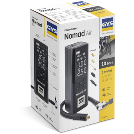 GYS NOMAD AIR draagbare compressor 10 bar 30 l/min met powerbank en LED-lamp