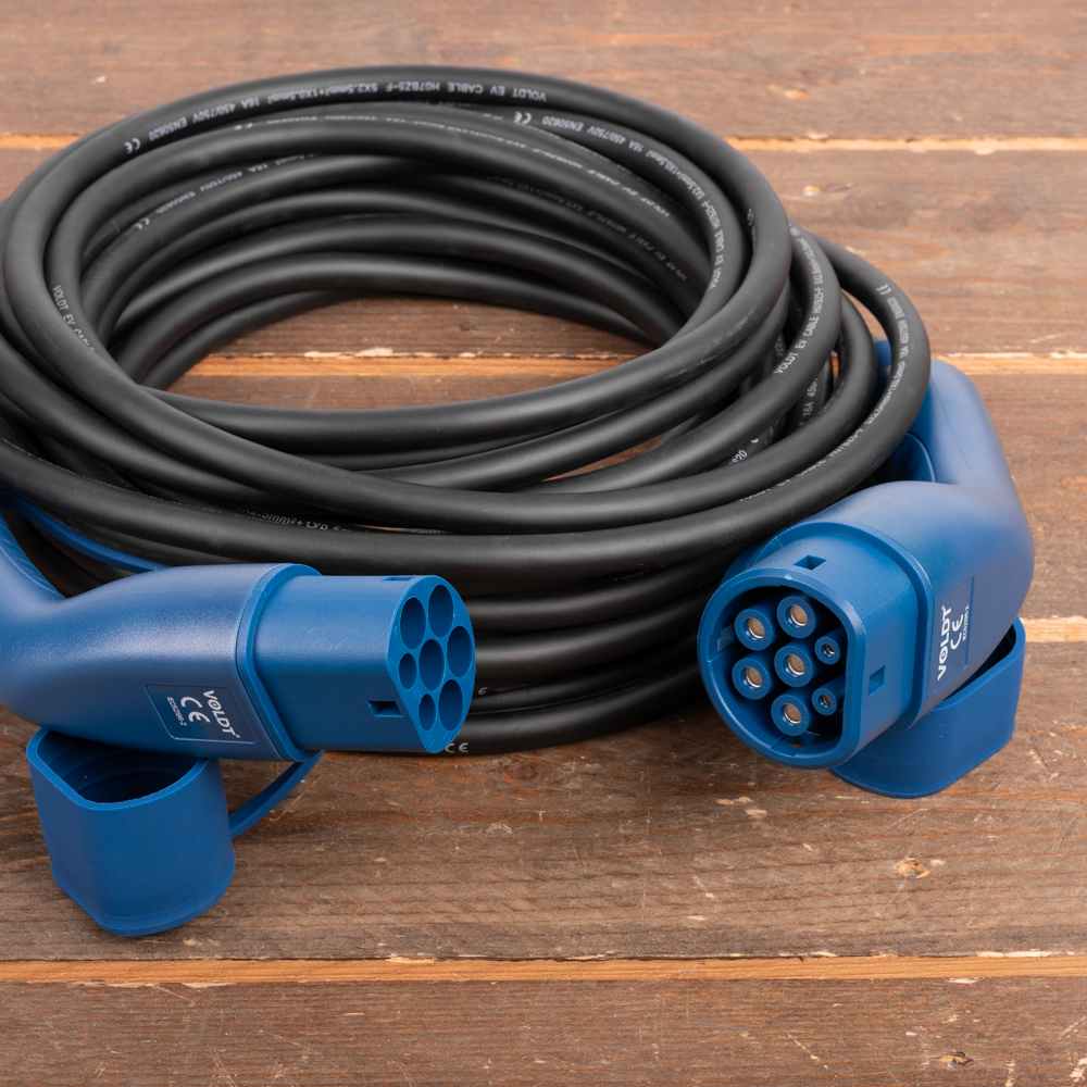 Laadkabel type 2 - 3 fase 16A - 20 meter