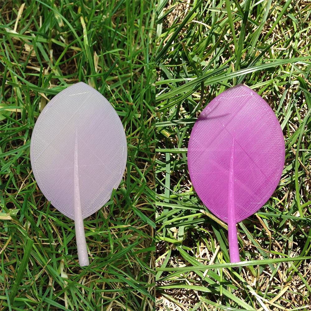 Esun 2.85 mm PLA color change by daylight, Natural to Magenta