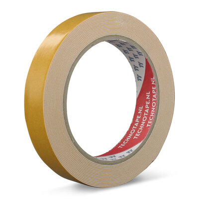 Technotape Dubbelzijdig tape PE Foam 0,8 mm dik wit 19mm x 5m