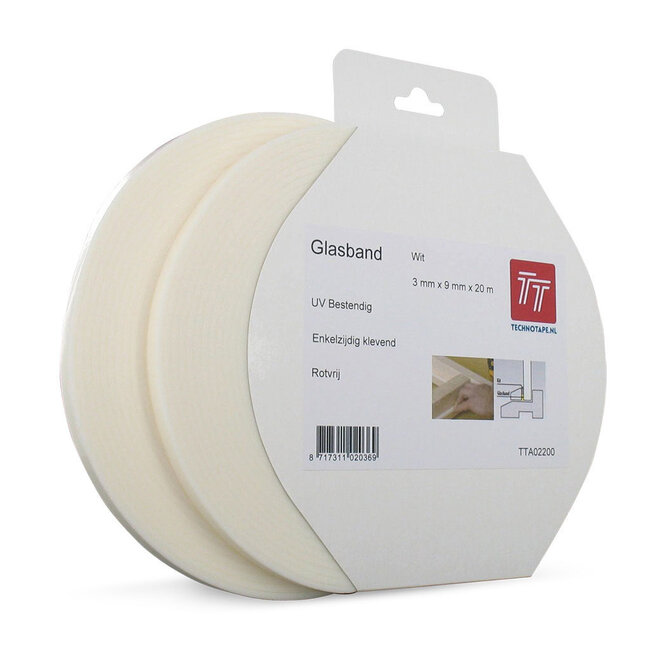 Technotape Glasband PE met folie 9mm x 20m x 3mm