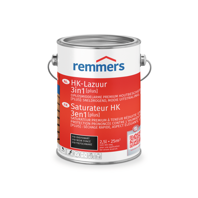 Remmers HK-Lazuur 3in1 plus diepzwart